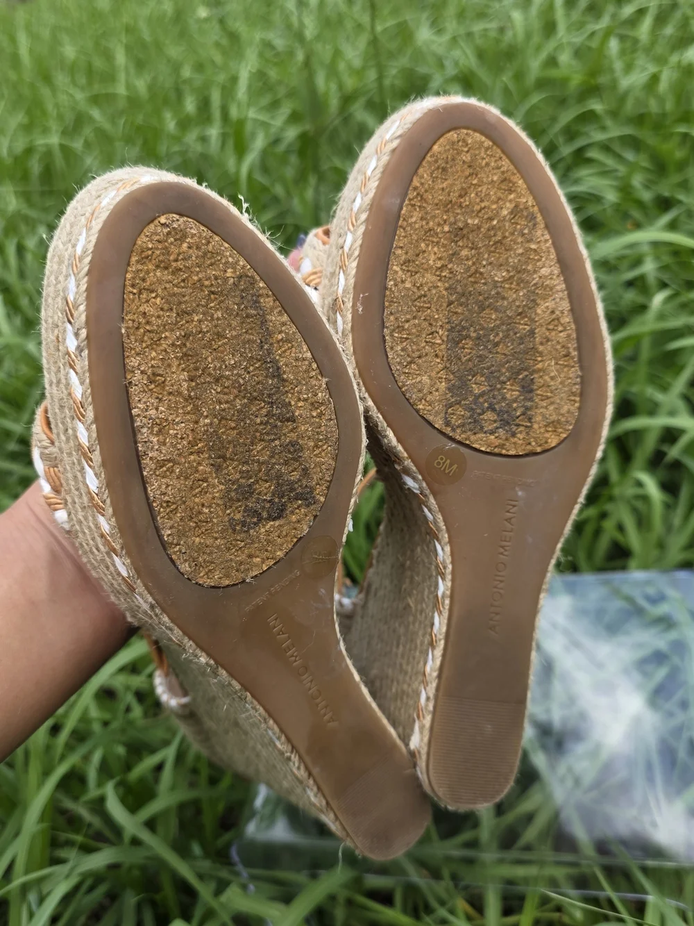 Antonio Melani Espadrille Wedge Sandals | Boho Chic | Tan & Cream